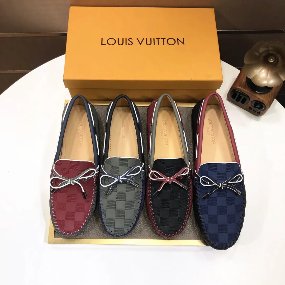 Men's men's shoes 💰420💰 [LV Doudou shoes] (water-dyed cowhide lining) new model is on the market, available on the official website. The new Doudou shoes are processed into single-color materials, and the uppers are made of imported cowhide material. The body of the shoe is fully hemmed with mark thread, and is lined with imported original cowhide leather. The elegant shoe shape is super suitable for all-matching, and the size is 38-44.